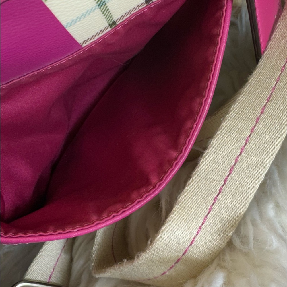Coach Heritage Tattersall Pink Stripe Crossbody Bag Small 7”x8” - Picture 6 of 13